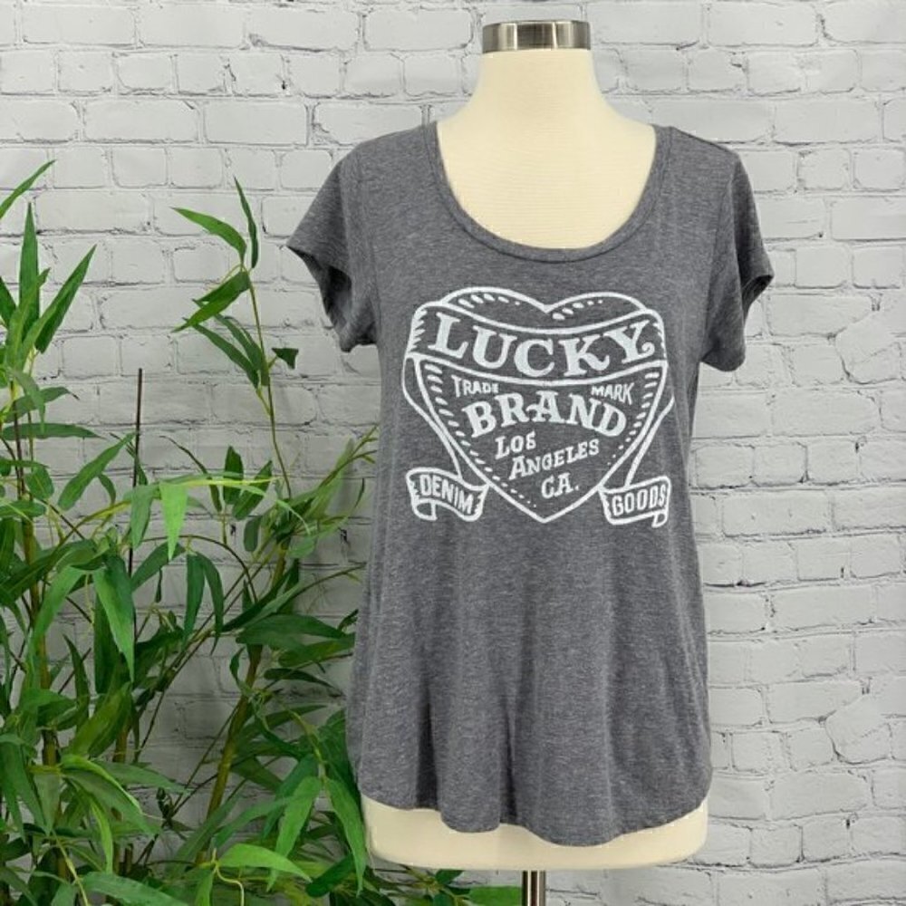 🎉Lucky Brand Heather Gray Lucky Brand Graphic Tee - Picture 7 of 7